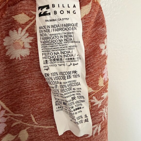 Billabong True Romance Printed Midi Dress in rust orange - Picture 9 of 12